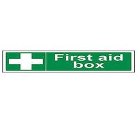 V Safety First Aid Box Sign - 450mm x 150mm - 2mm Rigid Plastic