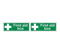V Safety First Aid Box Sign - 450mm x 150mm - Self Adhesive Vinyl (Pack of 2)