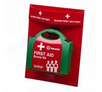 V Safety First Aid Care Station with Small HSE 1-10 Person First Aid Kit - Wall Mounted Workplace Emergency Point (800 × 450mm)