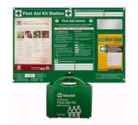 V Safety First Aid & Eyewash Care Station with BS 8599-1 Large First Aid Kit - 2 × 500ml Eyewash Bottles, Wall Mounted Emergency Point