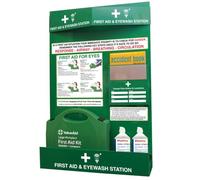 V Safety First Aid & Eyewash Care Station with BS 8599-1 Large First Aid Kit - 2 × 500ml Eyewash Bottles, Wall Mounted Emergency Point