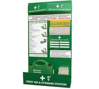 V Safety First Aid & Eyewash Care Station with HSE 21-50 Person First Aid Kit - 2 × 500ml Eyewash Bottles, Wall Mounted Emergency Point