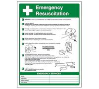 V Safety First Aid General - Emergency Resuscitation - 300 X 400MM Safety Sign With Snap Frame