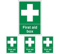 V Safety First Aid General - First Aid Box - 150 x 200 mm Restickable Safety Sign (Pack of 4)