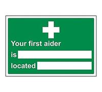 V Safety First Aid General - First Aider/Location - 300 X 200mm