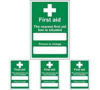 V Safety First Aid General - The Nearest First Aid Box Is Situated - 200 X 300 mm - Sa (Pack of 4)