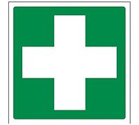 V Safety First Aid Logo Sign - 150mm x 150mm - Self Adhesive Vinyl