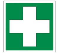 V Safety First Aid Logo Sign - 200mm x 200mm - Self Adhesive Vinyl