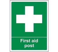 V Safety First Aid Post Sign - 150mm x 200mm - Self Adhesive Vinyl