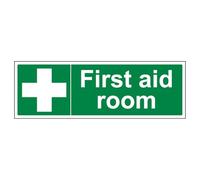 V Safety First Aid Room 450 x 150 mm - 2mm Super-Tough Rigid Plastic Safety Sign