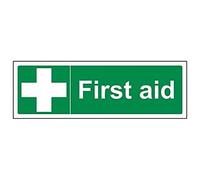 V Safety First Aid Sign - 300mm x 100mm - 1mm Rigid Plastic