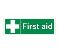 V Safety First Aid Sign - 450mm x 150mm - Self Adhesive Vinyl