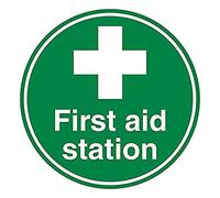 V Safety First Aid Station - 450x450mm - Self Adhesive Floor Sticker