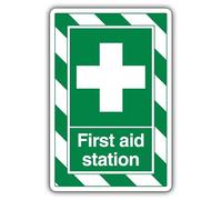 V Safety First Aid Station - ExtraViz 250 x 350 mm - 3mm Aluminium Composite Safety Sign