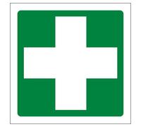 V Safety First Aid Symbol 150 x 150 mm - Glow In The Dark Self Adhesive Vinyl Safety Sign