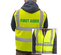 V Safety First Aider Basic High-Visibility Safety Vest, XX-Large, Yellow Safety Sign