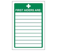 V Safety First Aiders 150 x 200 mm - 3mm Brushed Aluminium Composite Safety Sign