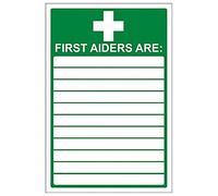 V Safety First Aiders Sign - 200mm x 300mm - 2mm Rigid Plastic