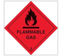 V Safety Flammable Gas 200 x 200 mm - 1mm Rigid Plastic Safety Sign