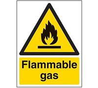V Safety Flammable Gas Warning Sign - 150mm x 200mm - 1mm Rigid Plastic