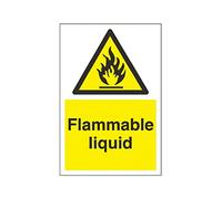 V Safety Flammable Liquid Warning Sign - 300mm x 100mm - 1mm Rigid Plastic