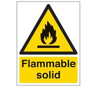 V Safety Flammable Solid - Portrait 150 x 200mm - 2mm Rigid Plastic Safety Sign