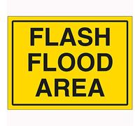 V Safety Flash Flood Area Sign - 600mm x 450mm - 2mm Rigid Plastic