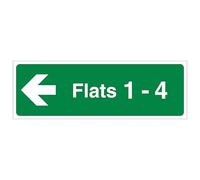 V Safety Flats 1-4 Arrow Left 450 x 150 mm - 2mm Rigid Plastic Safety Sign