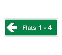 V Safety Flats 1-4 Arrow Left - Wayfinding Sign - 450x150-1mm Rigid Plastic safety sign