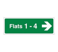 V Safety Flats 1-4 Arrow Right 450 x 150 mm - 2mm Super-Tough Rigid Plastic Safety Sign