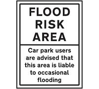 V Safety Flood Risk Area/Car Park Users are Advised That This Area Is Liable To Occasional Flooding Sign - 450mm x 600mm - 2mm Rigid Plastic