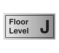 V Safety Floor Level J 300 x 150 mm - 1.6mm Aluminium Effect Rigid Plastic Safety Sign