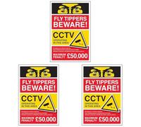 V Safety Fly Tippers Beware! CCTV Operating In This Area/Fly Tipping Is An Offence 200 x 300mm - 3mm Aluminium Composite Safety Sign (Pack of 3)
