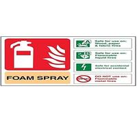 V Safety Foam Spray Id Electrical Safe Fire Extinguisher Sign - 200mm x 150mm - 1mm Rigid Plastic