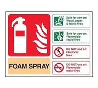 V Safety Foam Spray Id Not Electrical Safe Fire Extinguisher Sign - 200mm x 150mm - 1mm Rigid Plastic