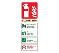 V Safety Foam Spray Safe For Electrical Fire Extinguisher 100 x 280 mm - Glow In The Dark 1mm Rigid Plastic Safety Sign