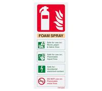 V Safety Foam Spray Safe For Electrical Fire Extinguisher Safety Sign - 75 x 200 mm - Self-Adhesive Monomeric Vinyl