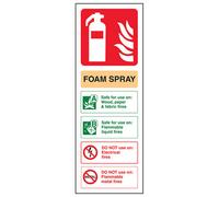 V Safety Foam Spray Safety Sign - Not Electrical Safe Fire Extinguisher - 1mm Rigid Plastic - 75 X 200mm