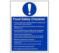 V Safety Food Safety Check List Sign - 300mm x 400mm - 1mm Rigid Plastic