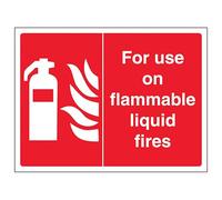 V Safety For Use On Flammable Liquid Fires - Landscape 200 x 150 mm - Self Adhesive Vinyl - Aluminium Effect Safety Sign