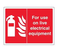 V Safety For Use On Live Electrical Equipment - Landscape 200 x 150 mm - 2mm Rigid Plastic Safety Sign