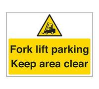 V Safety Fork Lift Parking, Keep Area Clear 400 x 300 mm - 2mm Rigid Plastic Safety Sign