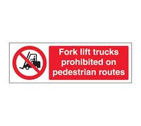 V Safety Fork Lift Trucks Prohibited On - Landscape 300 x 100 mm - 2mm Super-Tough Rigid Plastic Safety Sign
