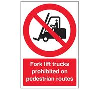 V Safety Fork Lift Trucks Prohibited On - Portrait 300 x 400 mm - 2mm Super-Tough Rigid Plastic Safety Sign