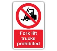 V Safety Fork Lift Trucks Prohibited Sign - 450 x 600 mm - Aluminium Composite - Prohibition Signage - Made in Britain