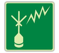 V Safety Free Floating Radio Beacon Symbol Sign - 300 x 300 mm | Glow In The Dark | Double Glow Self Adhesive Vinyl | Marine Safety Signage - Made in Britain