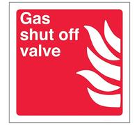 V Safety Gas Shut Off Valve - Square 150 x 150 mm - 2mm Super-Tough Rigid Plastic Safety Sign