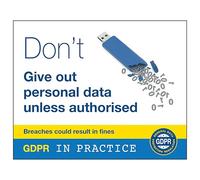 V Safety GDPR Sticker - Don't Give Out Personal Data Unless Authorised 100 x 80 mm - Self Adhesive Vinyl Safety Sign
