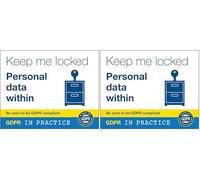 V Safety GDPR Sticker - Keep Me Locked Personal Data Within 100 x 80 mm - Self Adhesive Vinyl Safety Sign (Pack of 2)