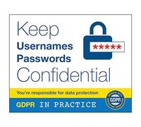 V Safety GDPR Sticker - Keep Usernames And Passwords Confidental 100 x 80 mm - Self Adhesive Vinyl Safety Sign